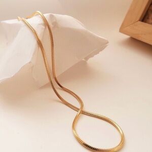 NEW 4MM 18K Gold Filled Herringbone Snake Chain Necklace